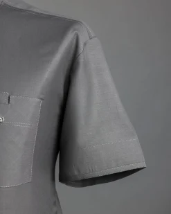 A Grey, Front Flap With A Clear View Swarovski Crystal Button, Shirt Sleeve African Senator Kaftan Native