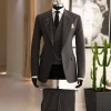A Grey Pencil Stripe, Nobility, Knitted, Peak Lapel Suit