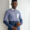 A Half-cut, white details layered casual shirt.