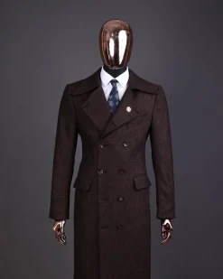A Hickory Brown – Jorgecarli Vogue jacket – “Sicilian” peak lapel trench double-breasted suit