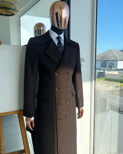 A Hickory Brown – Jorgecarli Vogue jacket – “Sicilian” peak lapel trench double-breasted suit