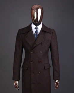 A Hickory Brown – Jorgecarli Vogue jacket – “Sicilian” peak lapel trench double-breasted suit