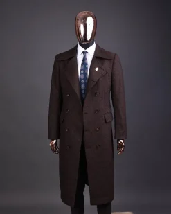 A Hickory Brown – Jorgecarli Vogue jacket – “Sicilian” peak lapel trench double-breasted suit