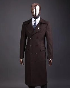 A Hickory Brown – Jorgecarli Vogue jacket – “Sicilian” peak lapel trench double-breasted suit
