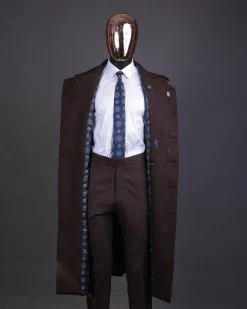 A Hickory Brown – Jorgecarli Vogue jacket – “Sicilian” peak lapel trench double-breasted suit