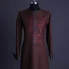 A Hickory Brown, front flap with “Eve Of May” embroidery detailing African senator kaftan native.