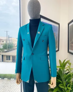 A Jungle Green Notch Lapel Suit