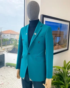 A Jungle Green Notch Lapel Suit