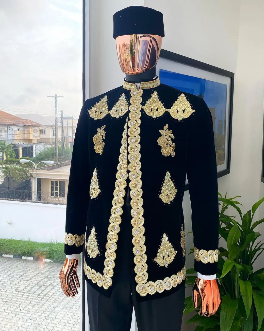 A “Justin” Gold embroidery on black soaked Italian velvet Ceremonial suktan