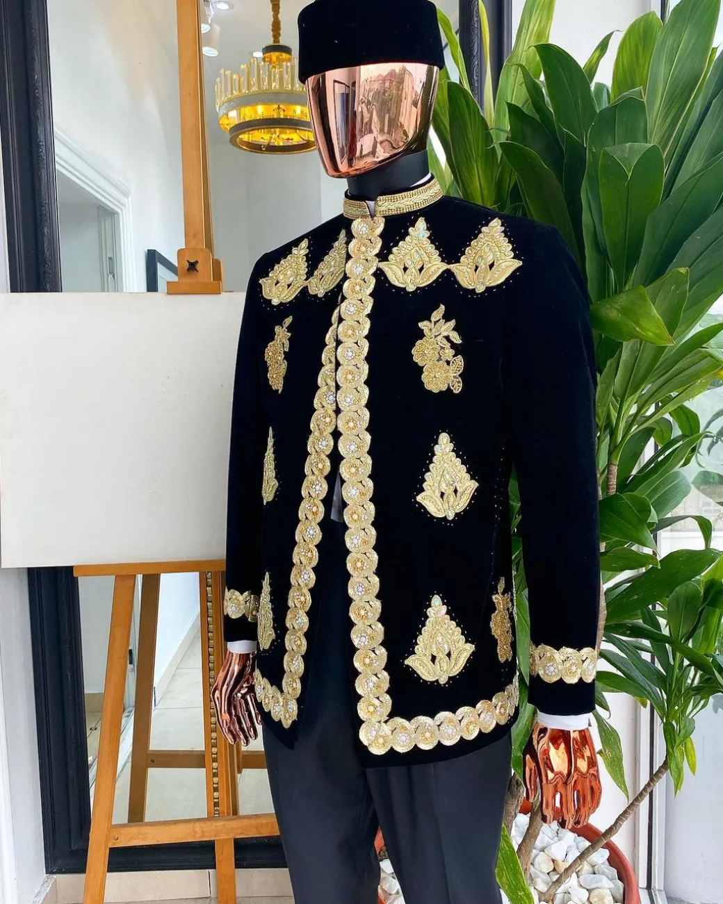 A “Justin” Gold embroidery on black soaked Italian velvet Ceremonial suktan