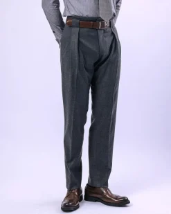 A knitted, Grey, notch lapel, patch pocket business suit