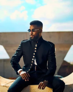 A Layered Combat Charcoal Black Tuxedo Suit.