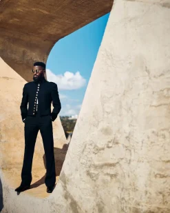 A Layered Combat Charcoal Black Tuxedo Suit.