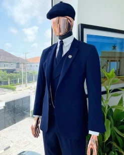 A layered square patterned navy blue “peaky blinders” – Jorgecarli super 140’s- “Board Room” suit
