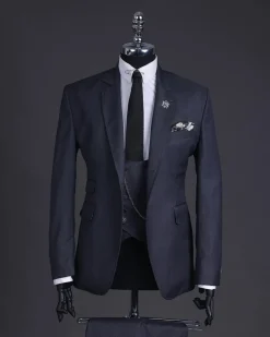 A Lead grey, knitted, notch lapel suit