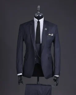 A Lead grey, knitted, notch lapel suit