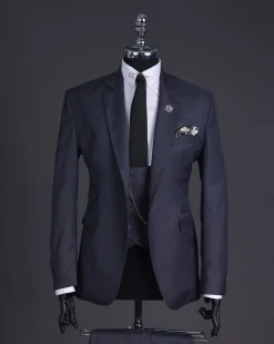 A Lead grey, knitted, notch lapel suit