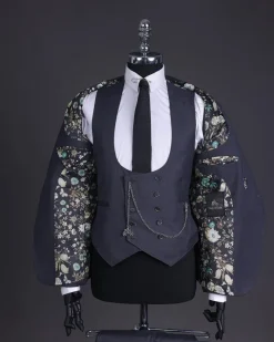 A Lead grey, knitted, notch lapel suit