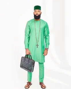 A Lemon Green Kaftan Native and Matching Hat