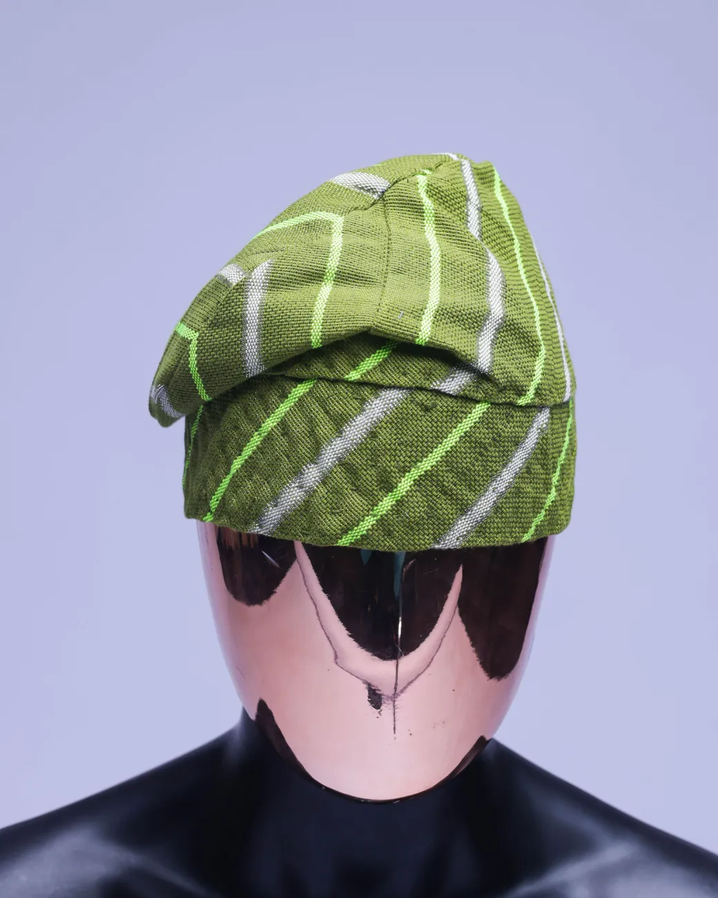 A Lemon Stripped hand knitted Yoruba traditional hat/Fila.