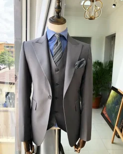 A Light Ash Grey peak lapel suit