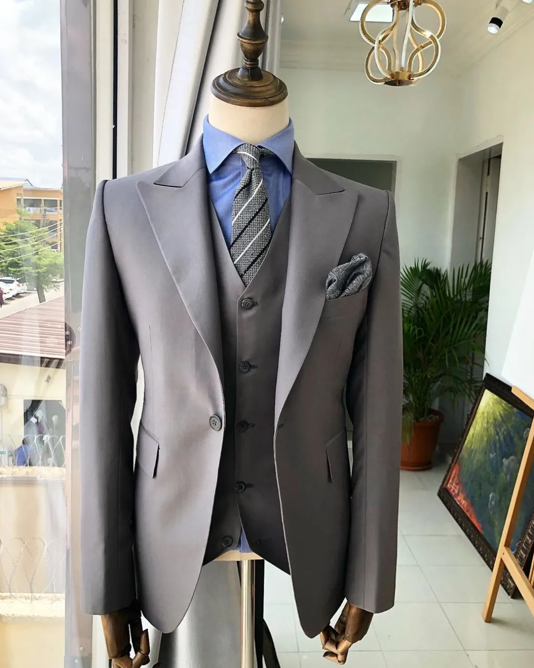 A Light Ash Grey peak lapel suit