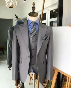 A Light Ash Grey peak lapel suit