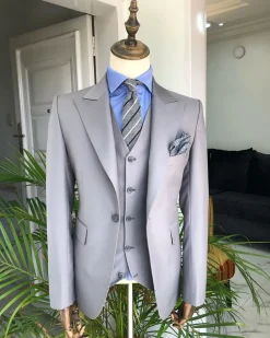 A Light Ash Grey peak lapel suit