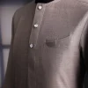 A Light cedar brown, Jorgecarli wool, front flap, layered suit & pen pocket, 3/4 sleeve and clear view silver Swarovski button African senator kaftan native.