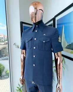 A Light Denim Blue Vintage “Havana” French Safari Suit
