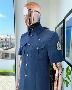 A Light Denim Blue Vintage “Havana” French Safari Suit