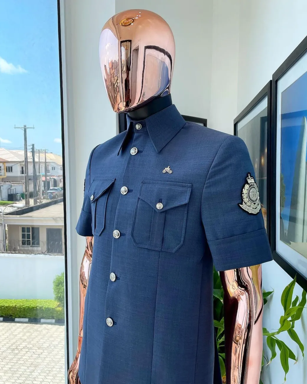 A Light Denim Blue Vintage “Havana” French Safari Suit