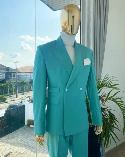 A Light Green Double Breasted Suit