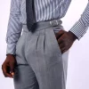 A Light grey, double pleat with side metal adjuster Gurkha pant