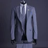 A light grey, windowpane check, monochrome nobility super “140s” “Board Room” Notch lapel suit