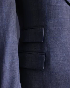 A light grey, windowpane check, monochrome nobility super “140s” “Board Room” Notch lapel suit