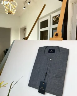 A light Irish Grey kaftan with clear view pearl Swarovski button and sokoto