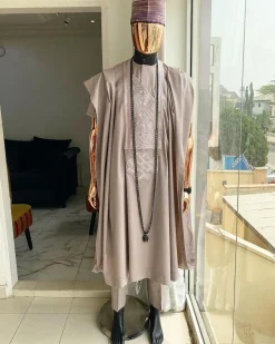 A Light Onions Color with embroidery Agbada