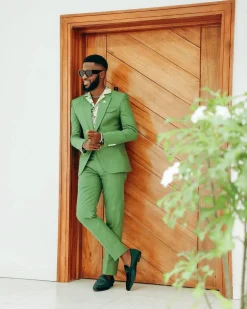 A Linen, Crocodile Green, Notch Lapel Suit