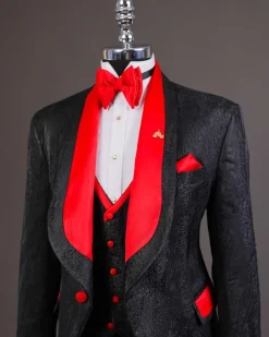 A “Luminati” dispersed ruffle metallic jacquard tuxedo suit