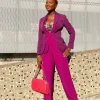 A Magenta-Purple Quad-Notch Lapel Jacket