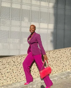 A Magenta-Purple Quad-Notch Lapel Jacket