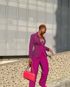 A Magenta-Purple Quad-Notch Lapel Jacket