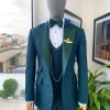 A “Mandarin” Floral Sacramento Green Peak Lapel Suit