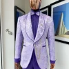 A “Mandarin” orchid purple and ivory floral pattern shawl lapel jacquard suit
