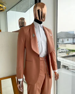 A Mauve Shawl Lapel Tuxedo Suit