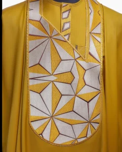 A Medallion Yellow, Sun Set In The East Embroidery Detailing Agbada