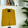 A Medallion yellow, Tiny Flap with a Swarovski button and embroidery details African traditional senator kaftan native & Sokoto