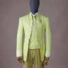 A “meta” floral jacquard, front cut tuxedo suit