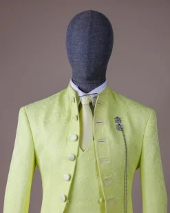 A “meta” floral jacquard, front cut tuxedo suit